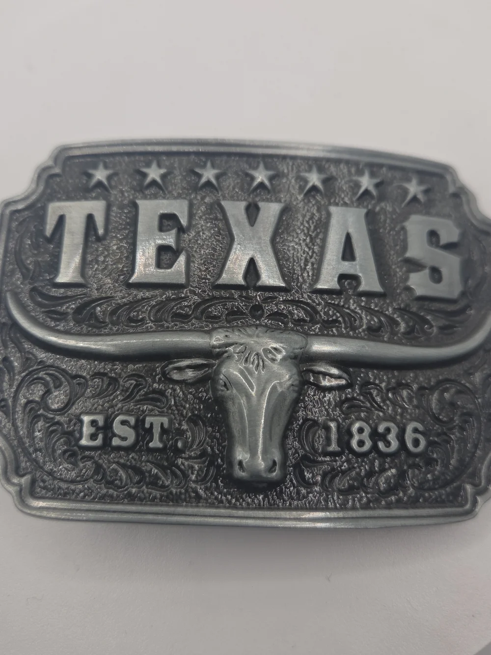Texas Longhorn Silver Belt Buckle - Men Accessories